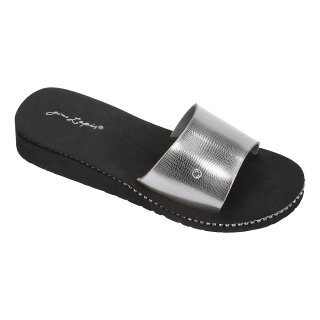 fashy Pantolette Badeschuhe Gino Lapis Santa Monica, Farbe silber-schwarz, Größe 40