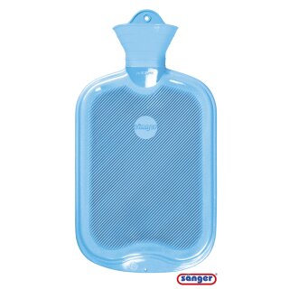 Sänger® Gummi-Wärmflasche hellblau, beidseitig Lamelle, 2,0 ltr.